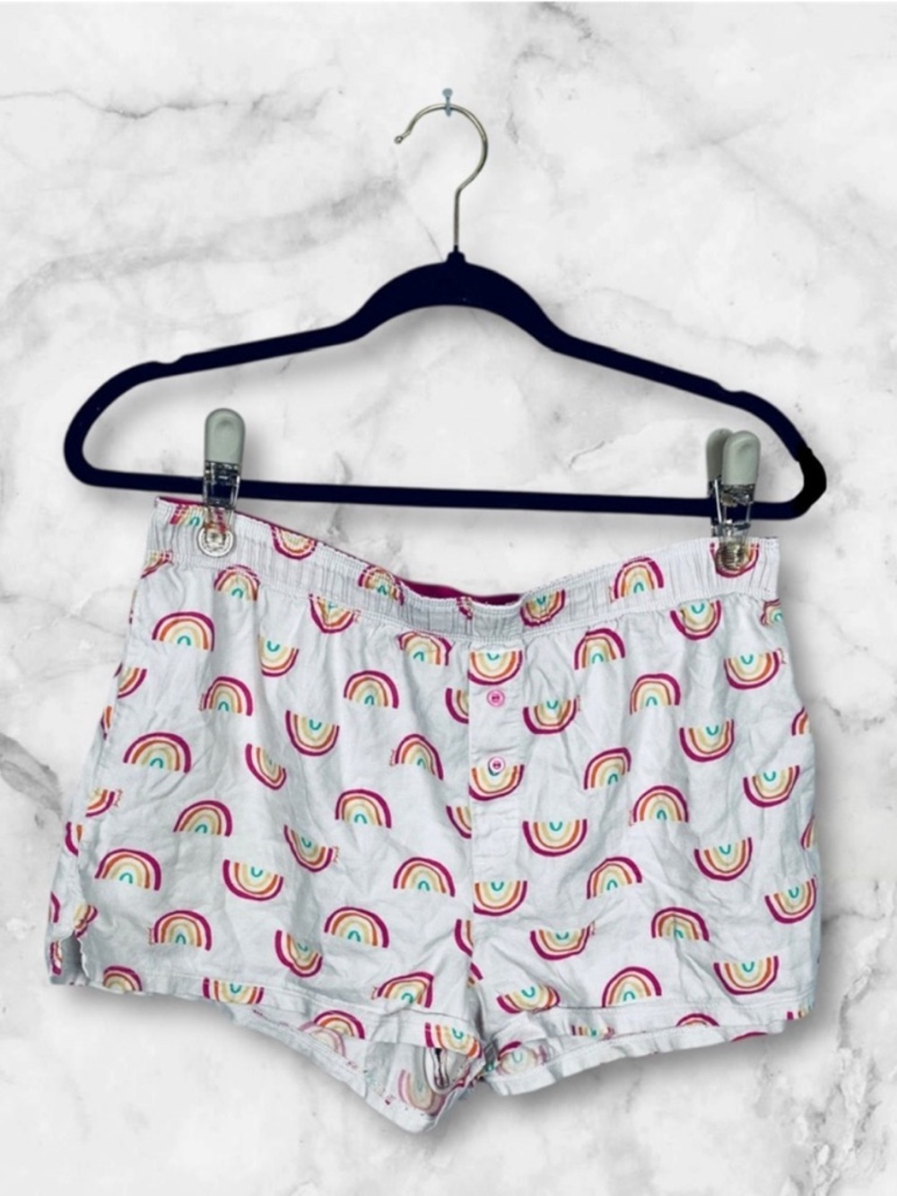 5 for $25 VS Pink white rainbow loose fit boxer pajama shorts size small